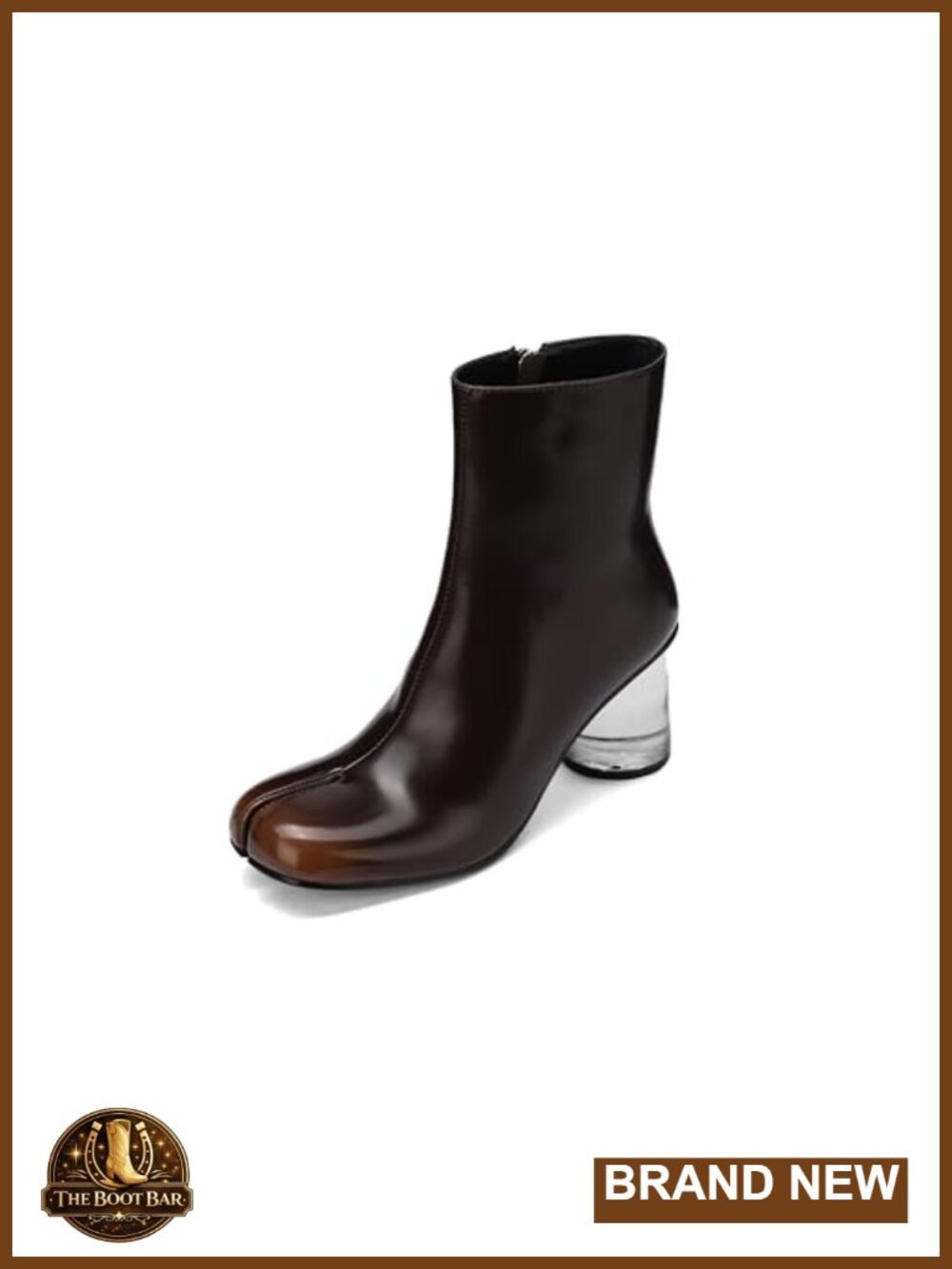 Split Toe Women Clear Block Heel Ankle Boots Chunky High Heel Booties Tabi